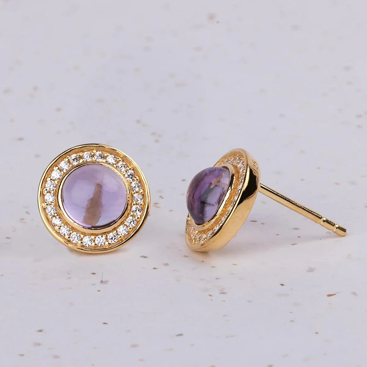 Caroline Bingley's Gold-Plated Amethyst Earrings - Image 2
