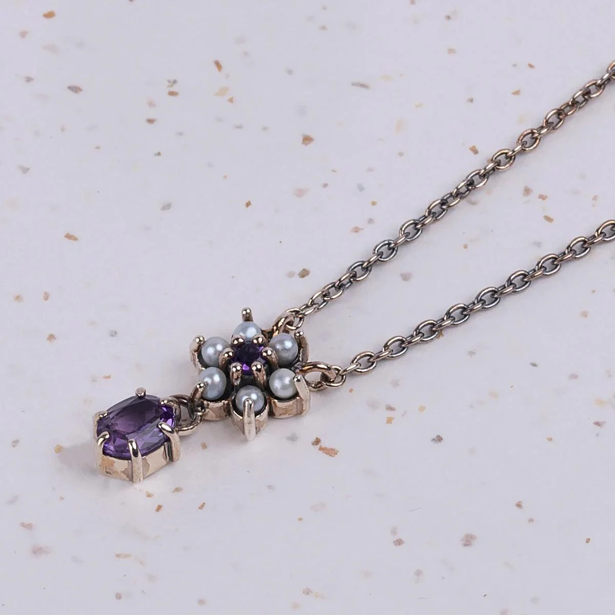 Charlotte Amethyst and Freshwater Pearl Necklace - Image 2