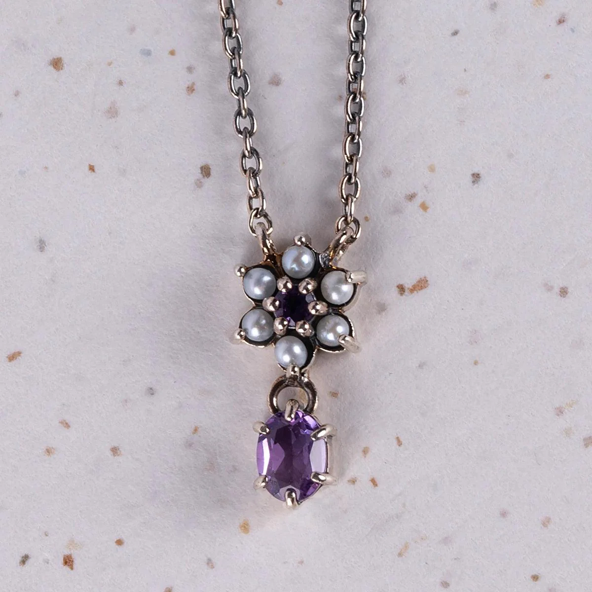 Charlotte Amethyst and Freshwater Pearl Necklace - Image 3