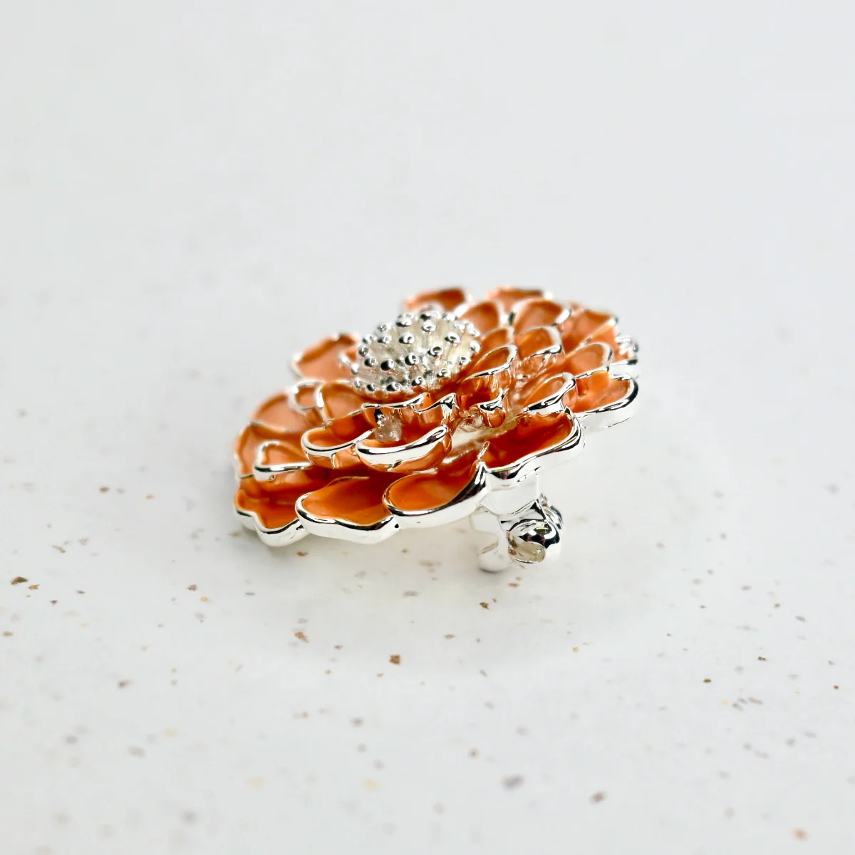 Chawton Marigold Handcrafted Brooch in Silver - Image 2