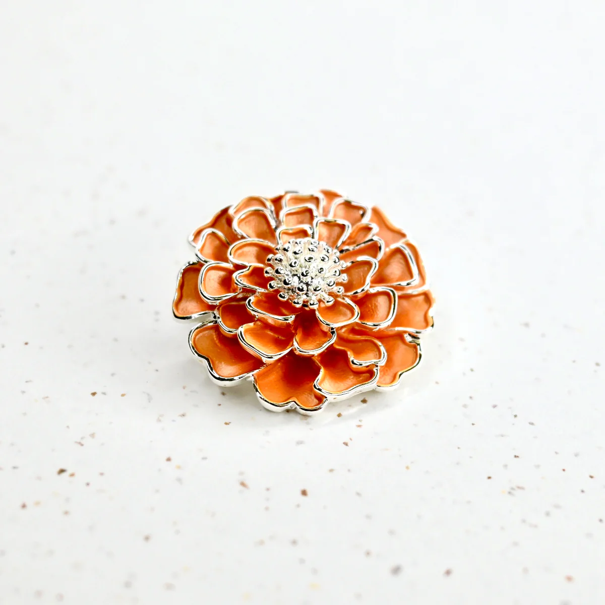 Chawton Marigold Handcrafted Brooch in Silver - Image 4