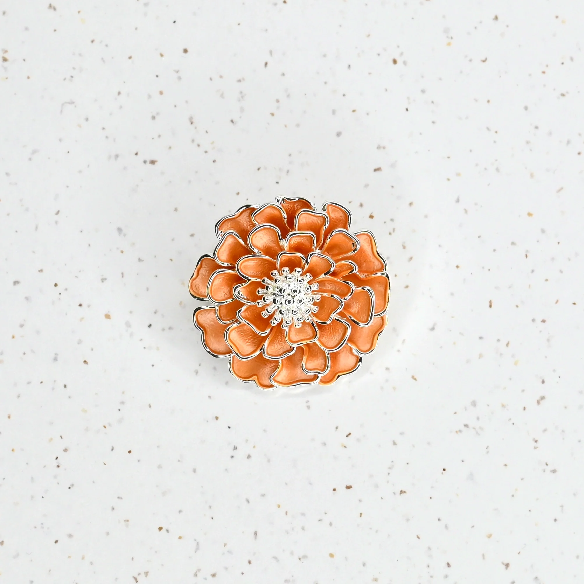 Chawton Marigold Handcrafted Brooch in Silver - Image 5