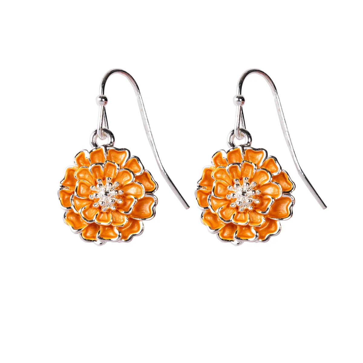 Chawton Marigold Handcrafted Earrings in Silver