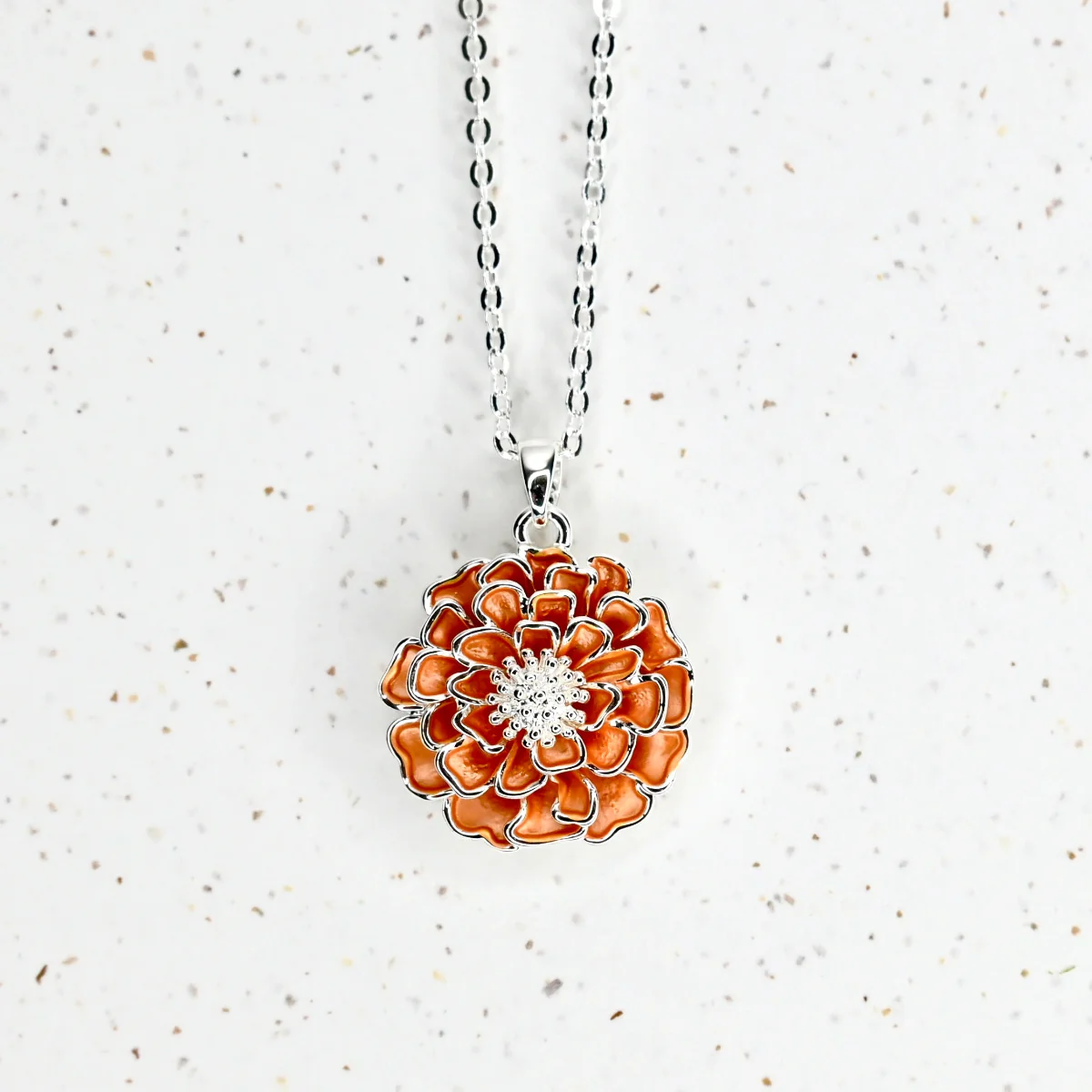 Chawton Marigold Handcrafted Necklace in Silver - Image 2