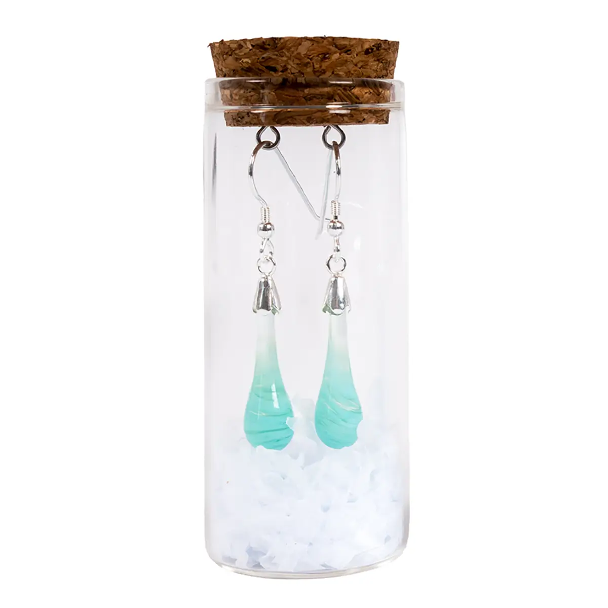 Swirled Molten Glass Drop Earrings Mint - Image 2