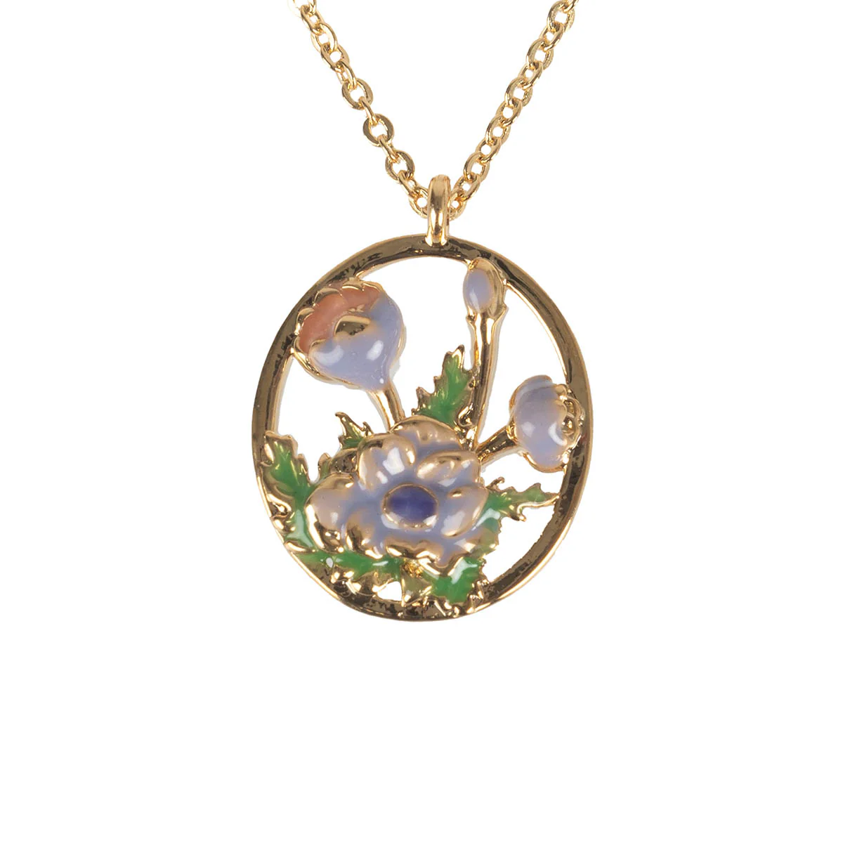 Gold and Enamel Birth Flower Necklace - Image 4
