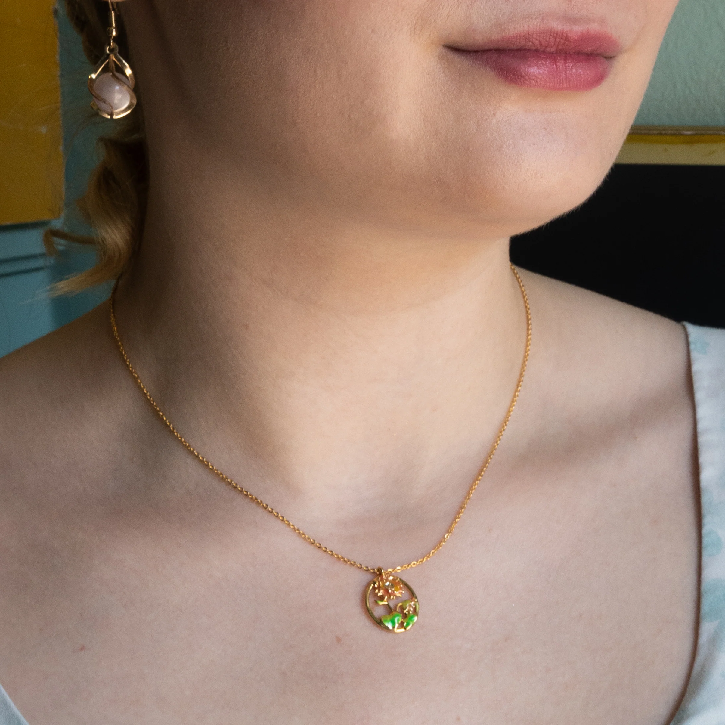 Gold and Enamel Birth Flower Necklace - Image 9