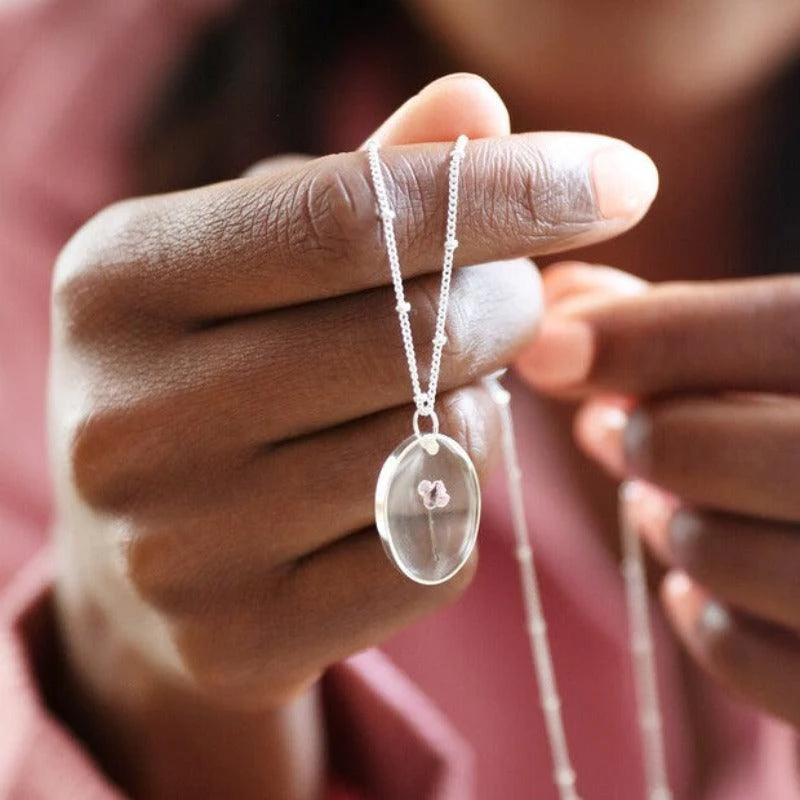 Elegant Birth Flower Necklace in Silver - Image 11