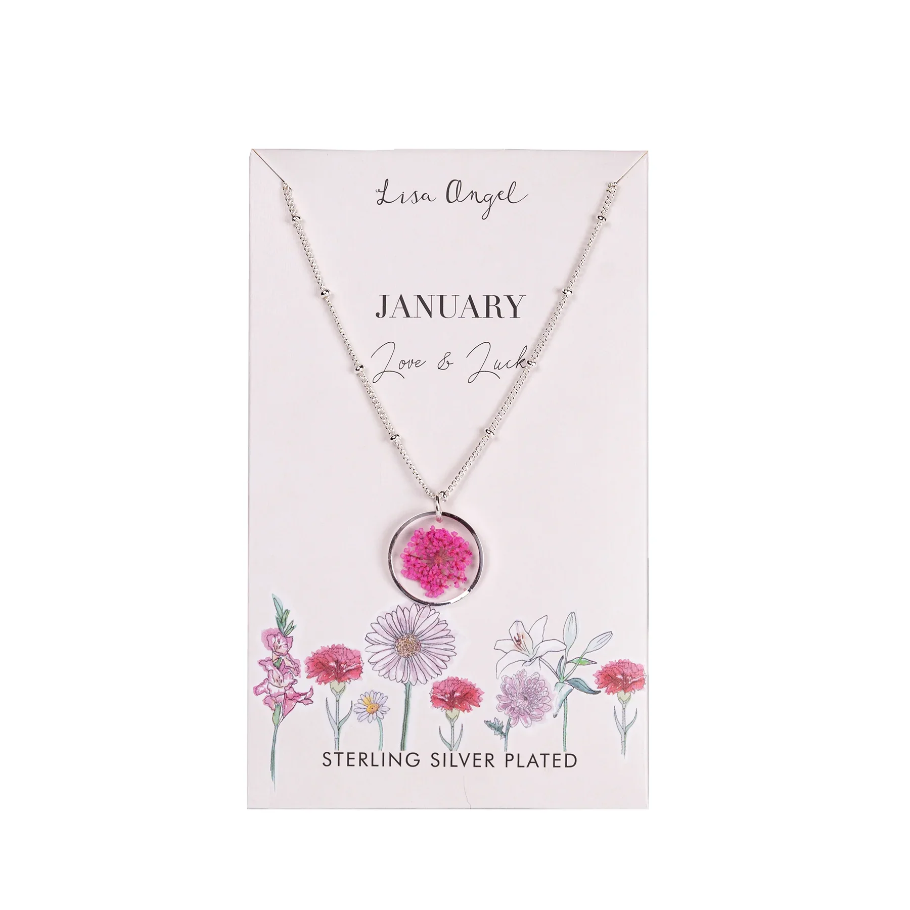 Elegant Birth Flower Necklace in Silver - Image 12