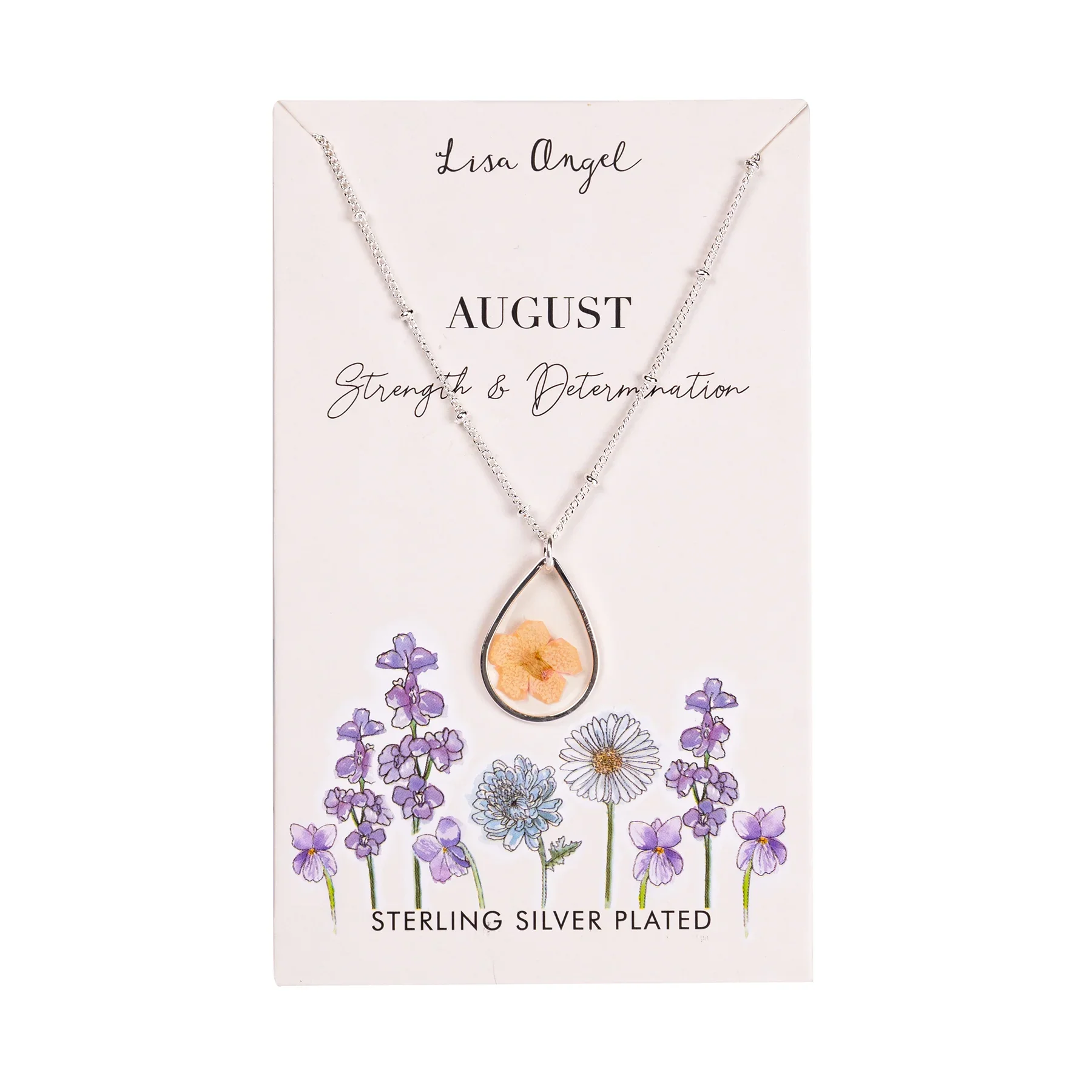 Elegant Birth Flower Necklace in Silver - Image 15