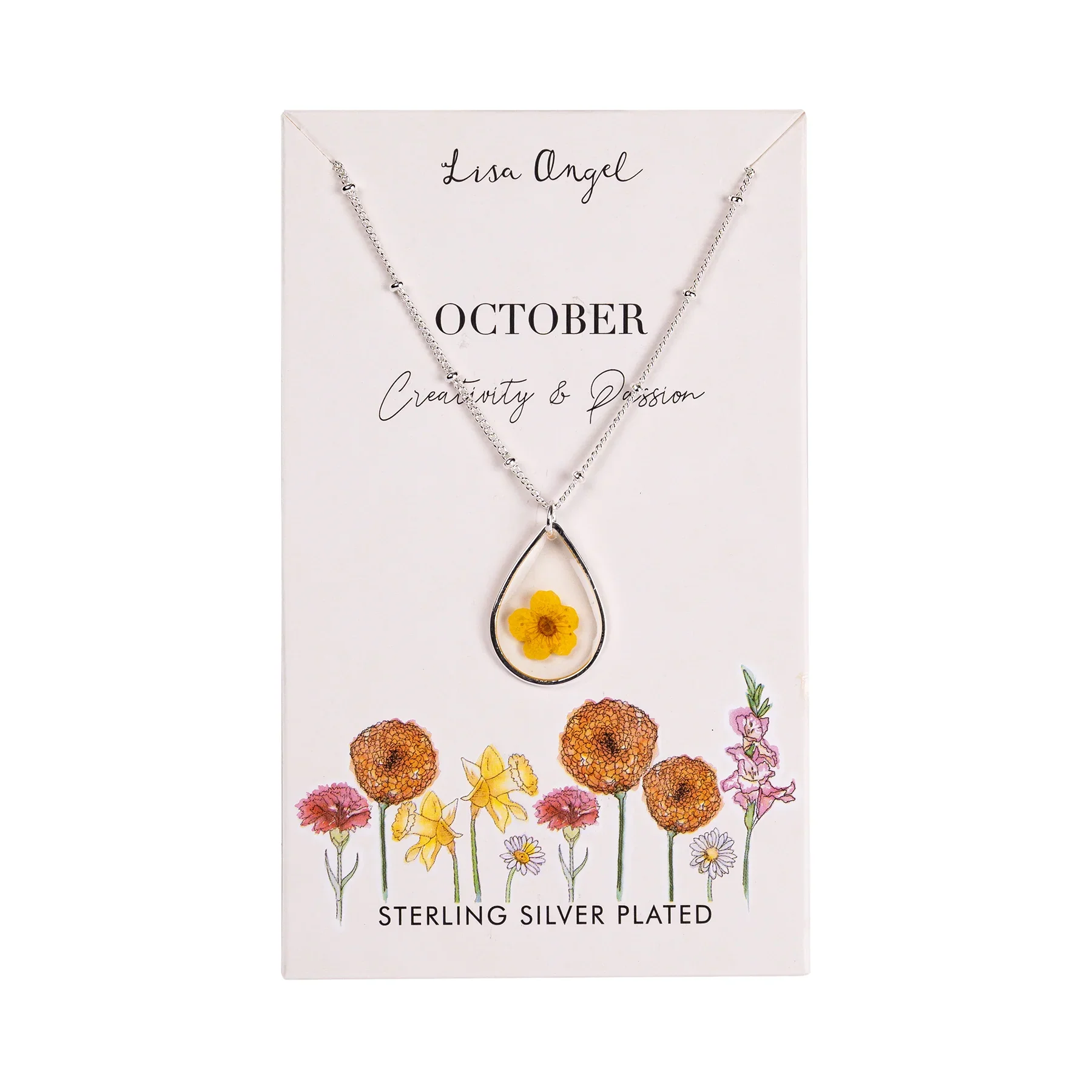 Elegant Birth Flower Necklace in Silver - Image 16