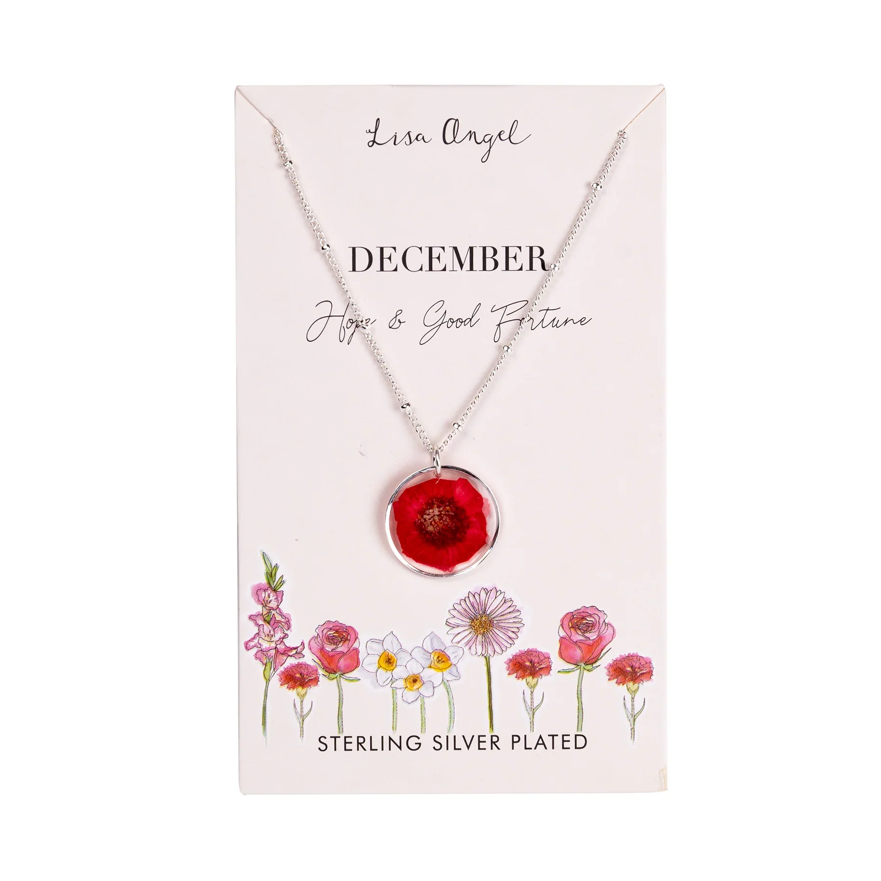 Elegant Birth Flower Necklace in Silver - Image 17