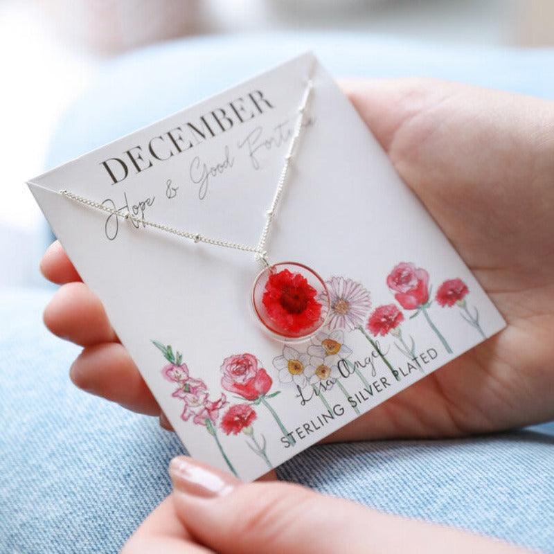 Elegant Birth Flower Necklace in Silver - Image 3