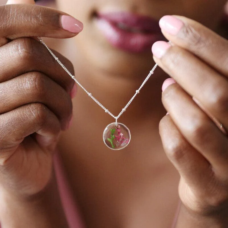 Elegant Birth Flower Necklace in Silver - Image 4