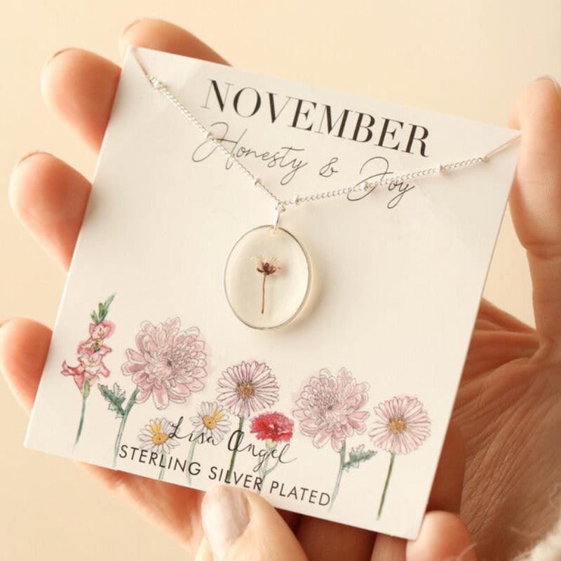 Elegant Birth Flower Necklace in Silver - Image 8