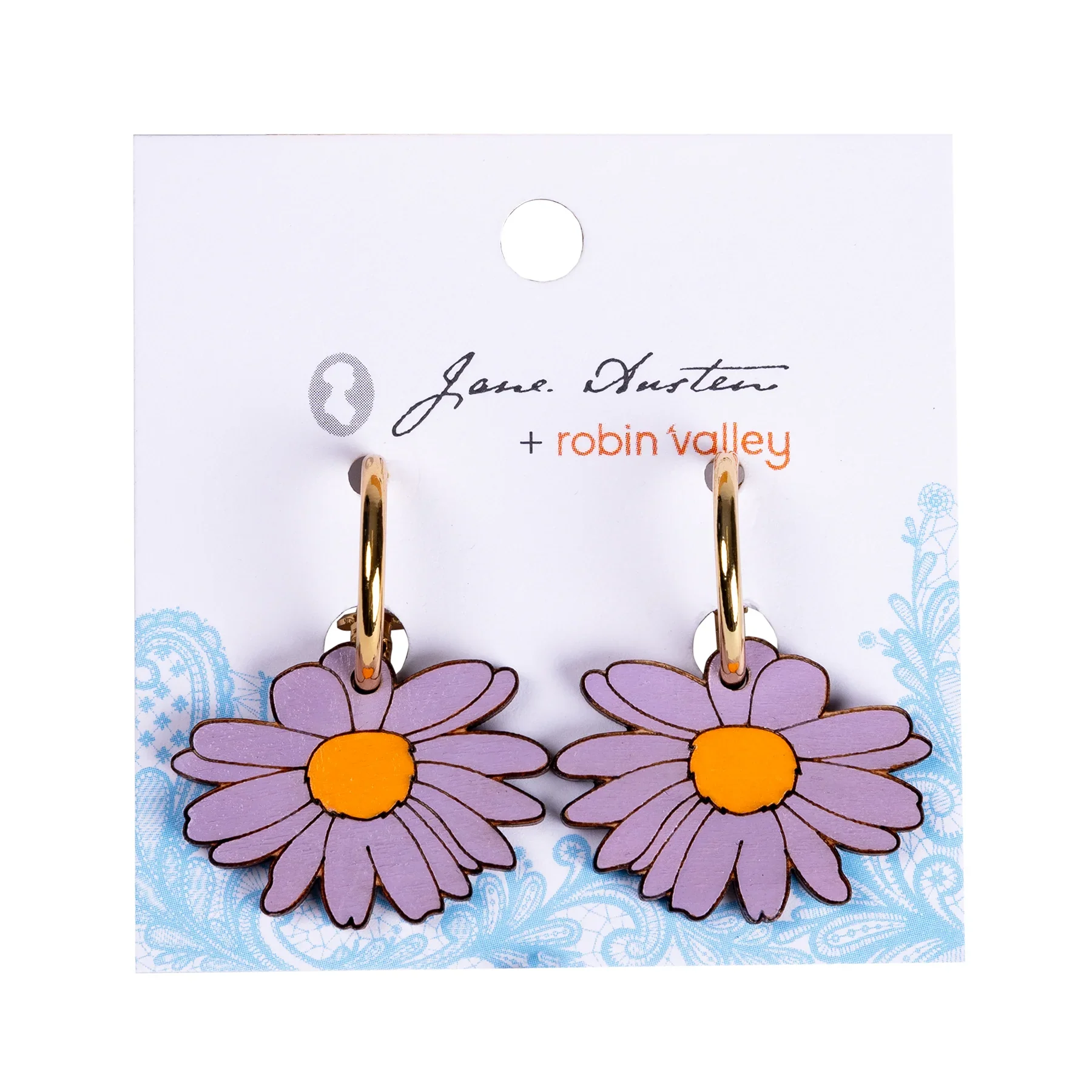 Hand-painted Purple Daisy Earrings - Image 2