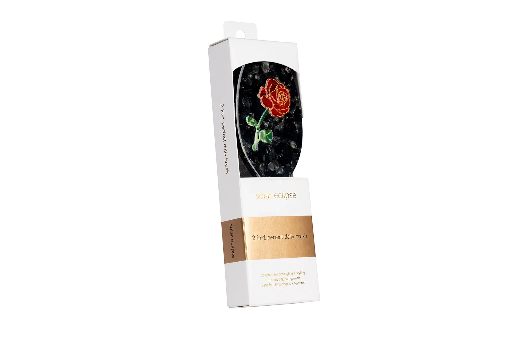 Hand Painted Rose Stem Hair Brush - Image 3