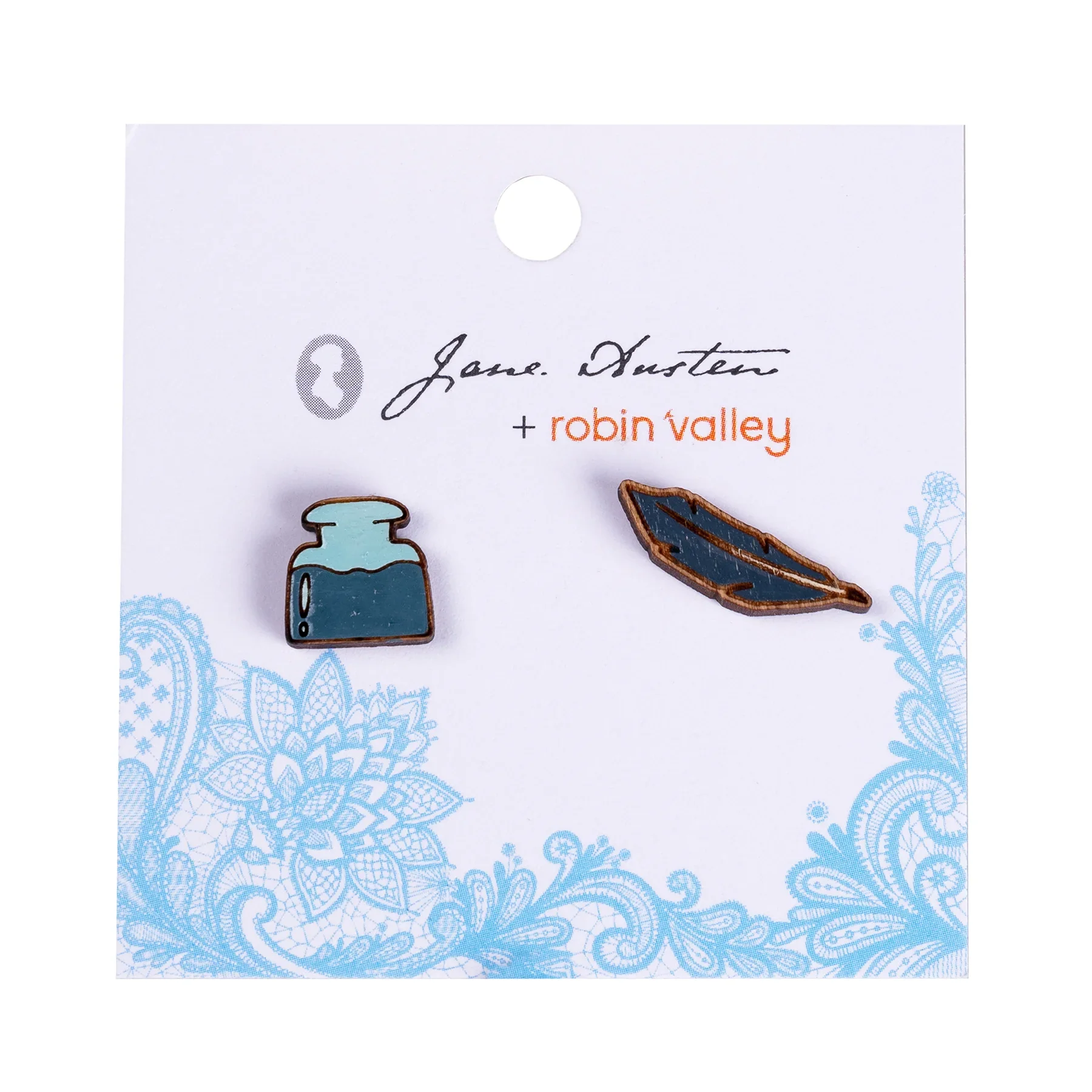 Hand-painted Quill and Ink Earrings - Image 2