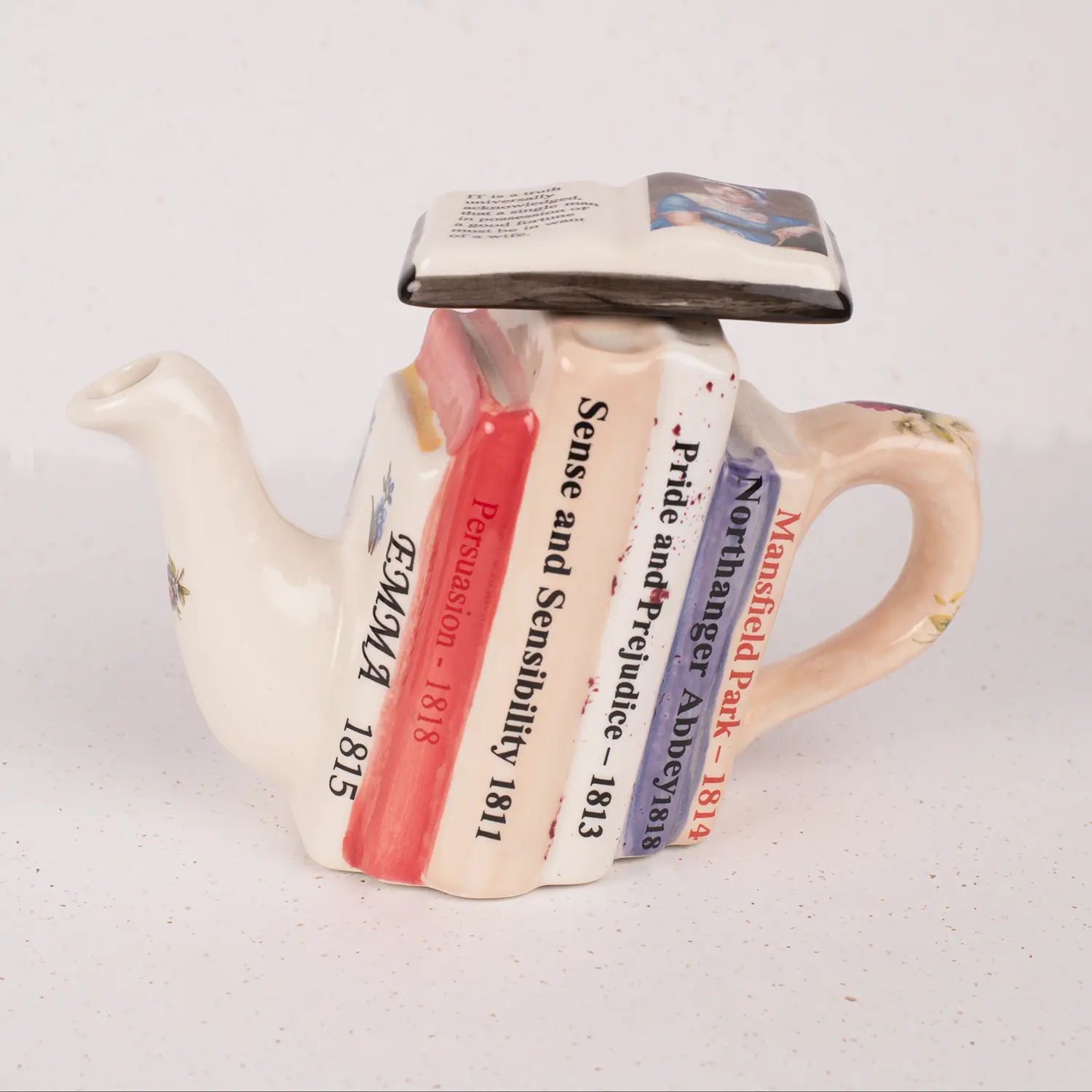 Jane Austen Handmade Teapot with Bookshelf Design (One Cup)