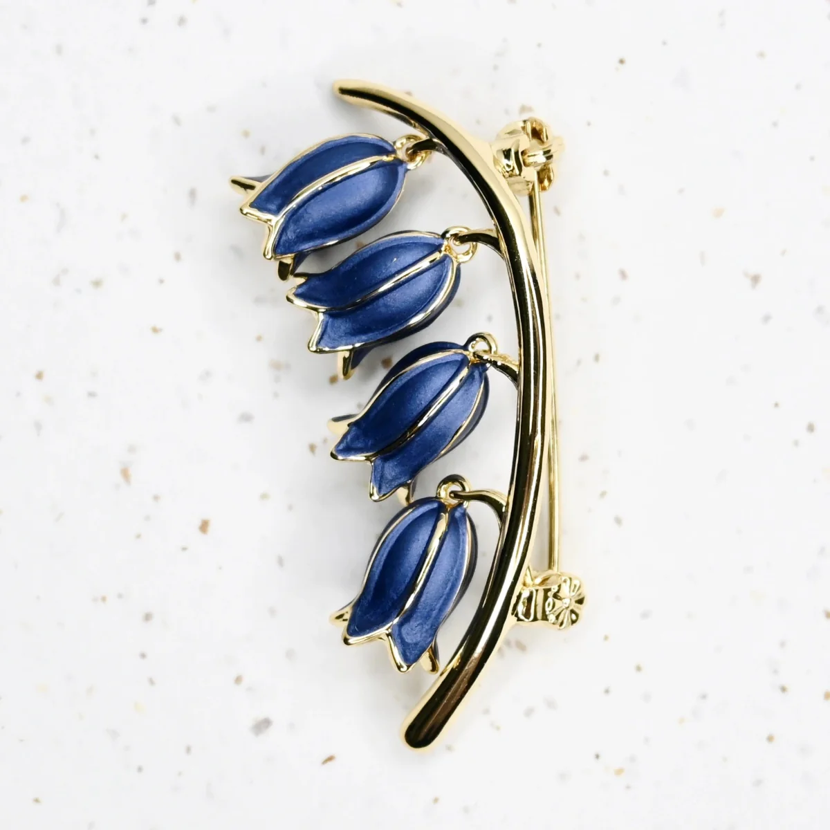 Hartfield Handcrafted Bluebell Brooch in Gold - Image 2