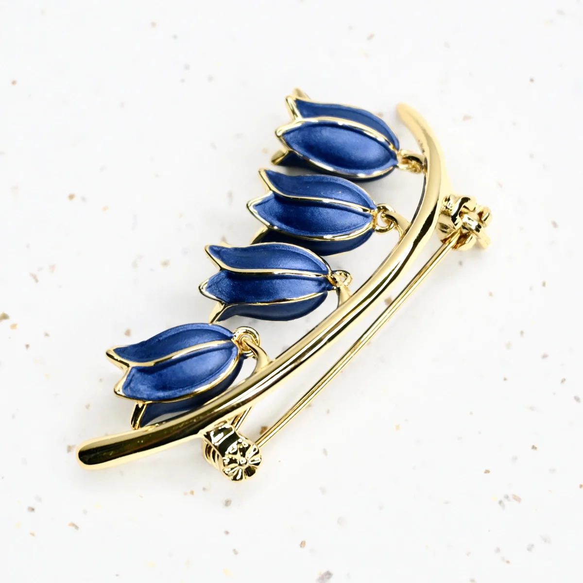 Hartfield Handcrafted Bluebell Brooch in Gold - Image 3