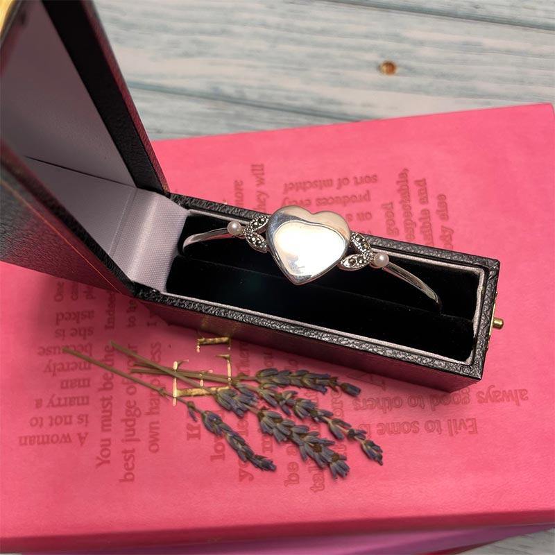 Jane Austen Silver, Marcasite and Freshwater Pearl Bracelet - Image 3