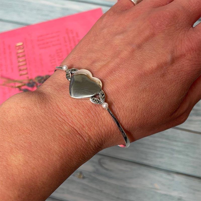 Jane Austen Silver, Marcasite and Freshwater Pearl Bracelet - Image 4