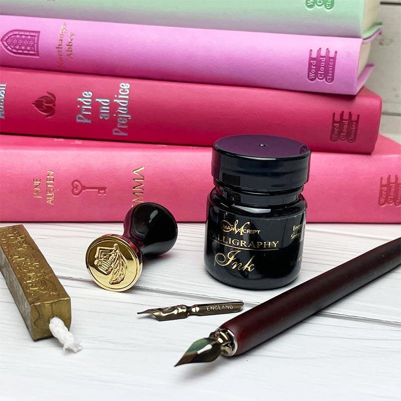 Jane Austen Calligraphy Set - Dip Pen, Ink and Seal Gift Set