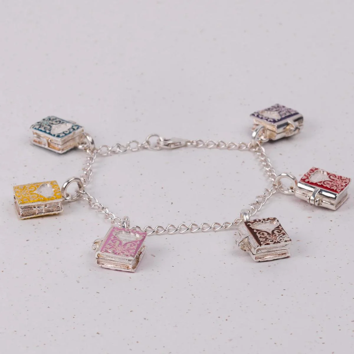 Jane Austen Six Sterling Silver and Enamel Novels Charm Bracelet | Exclusive Collection - Image 2