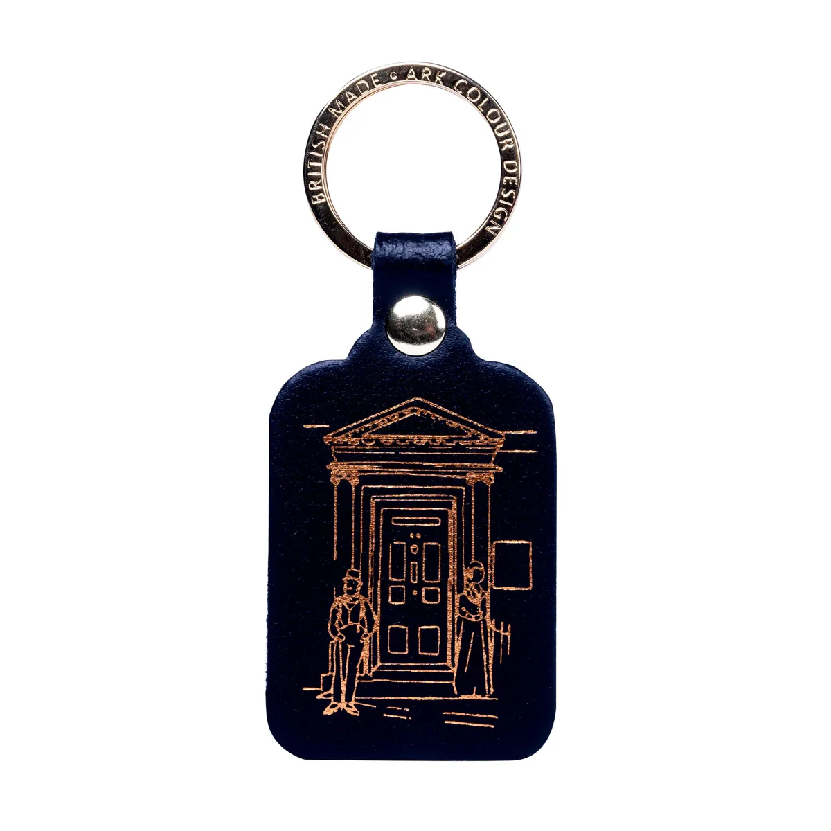 Jane Austen Keyring in Black Leather