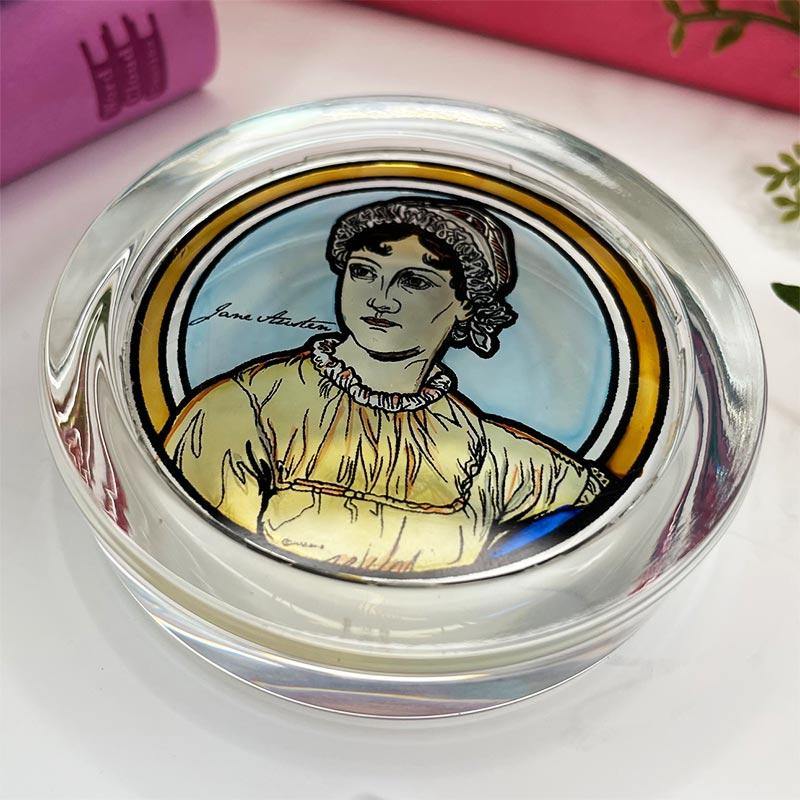 Jane Austen Ornament - Hand Painted 'Stained Glass' Paperweight - Image 2