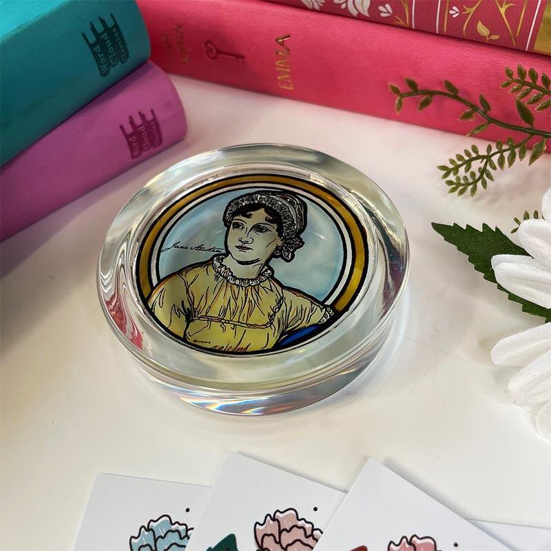 Jane Austen Ornament - Hand Painted 'Stained Glass' Paperweight - Image 3