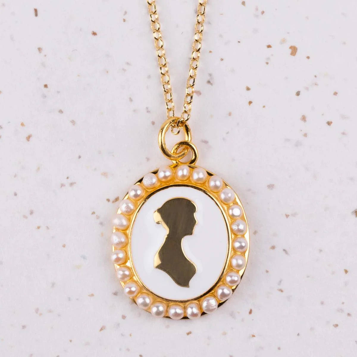 Jane Austen Pearl Silhouette Necklace - Image 2