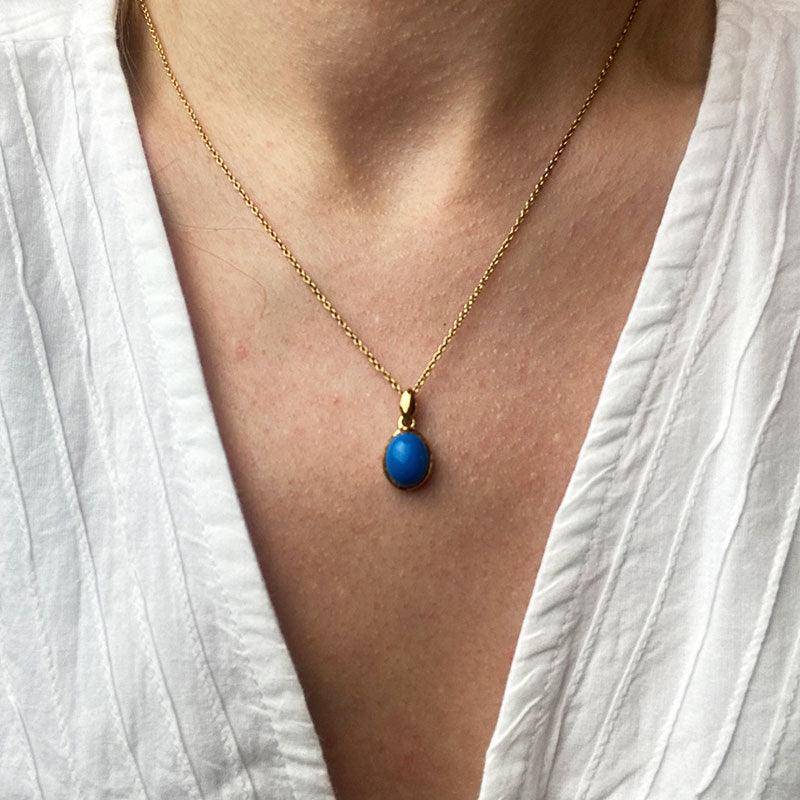 Jane Austen Necklace - Beautiful Gold and Turquoise Pendant - Image 4