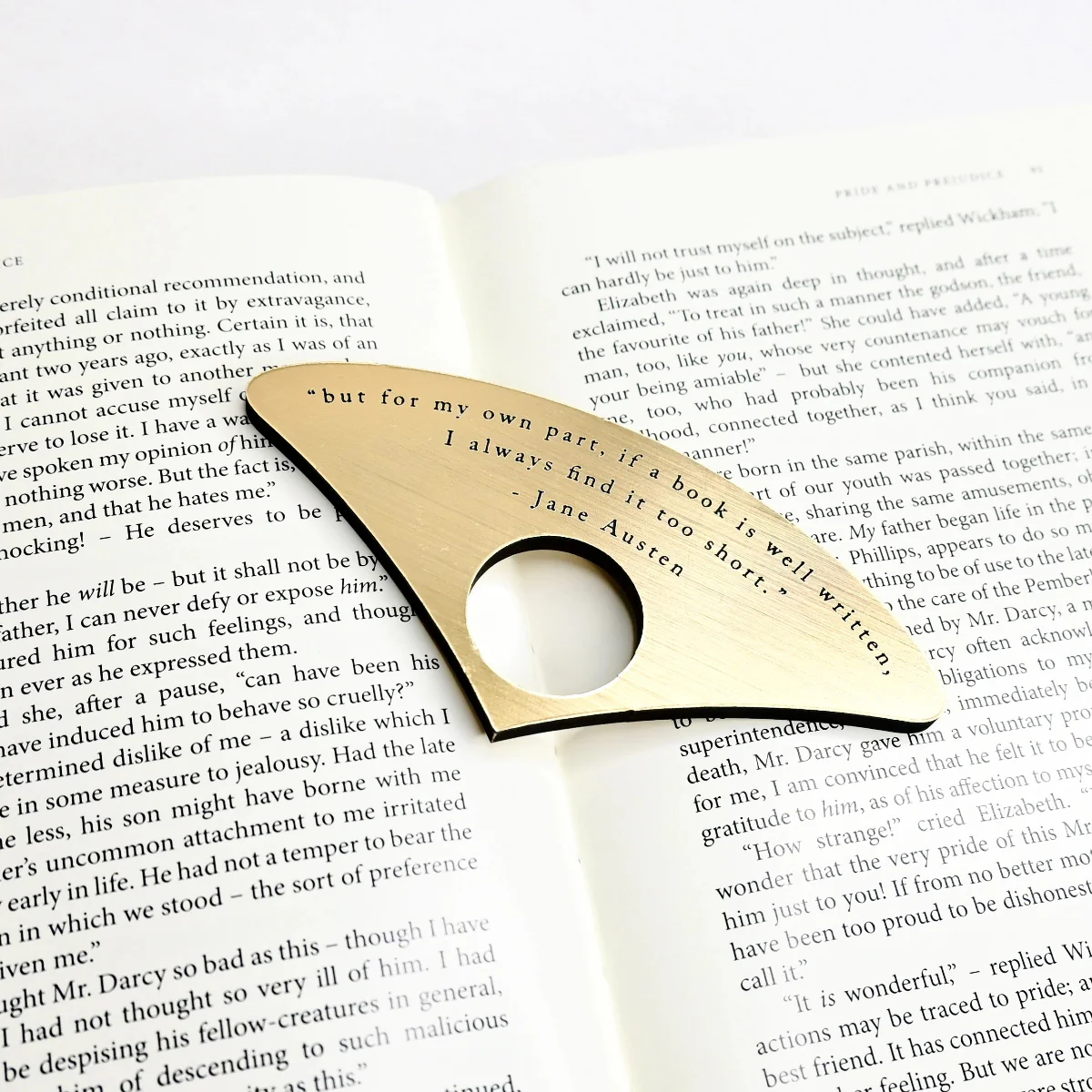 Jane Austen Quote Book Page Spreader in Brushed Gold - Image 2