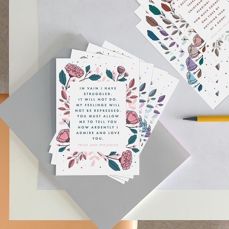 Jane Austen Quote Postcards - Pack of 12