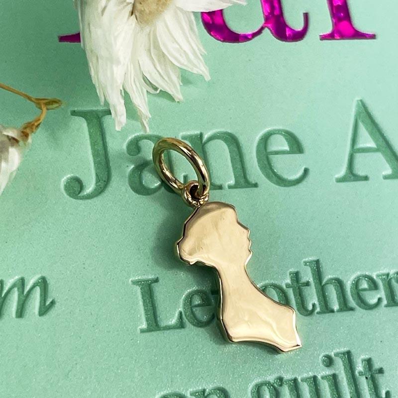 Jane Austen 9ct Gold Silhouette Charm Pendant