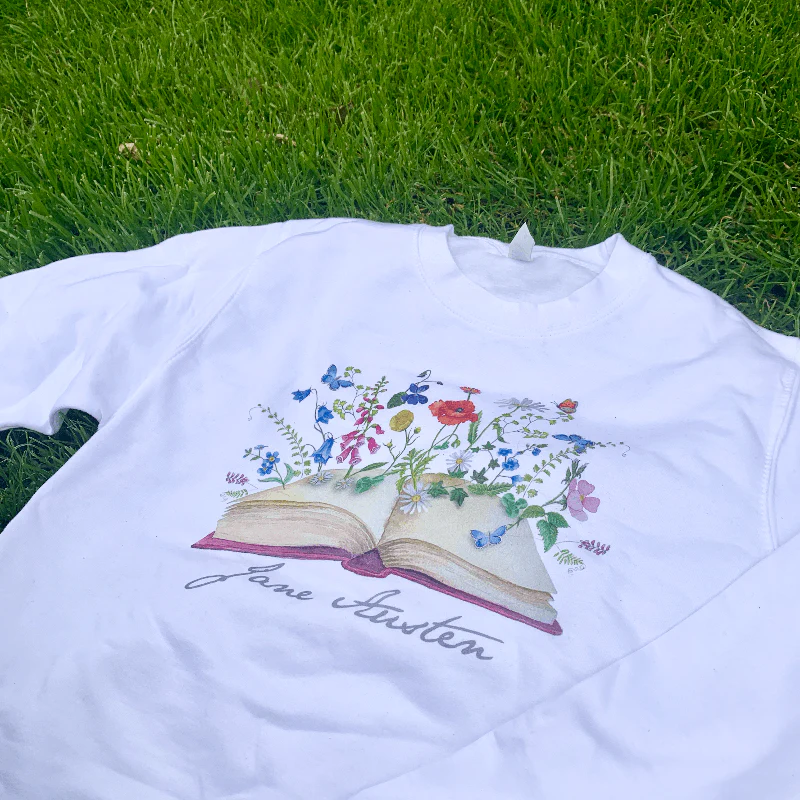 Jane Austen Spring Blooms Sweater in White