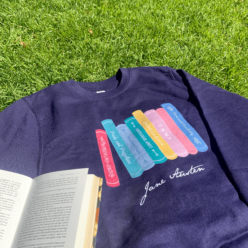 Jane Austen Bookshelf Sweater in Navy