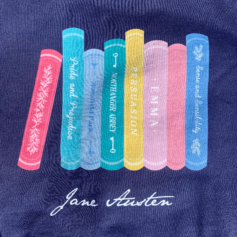 Jane Austen Bookshelf Sweater in Navy - Image 3
