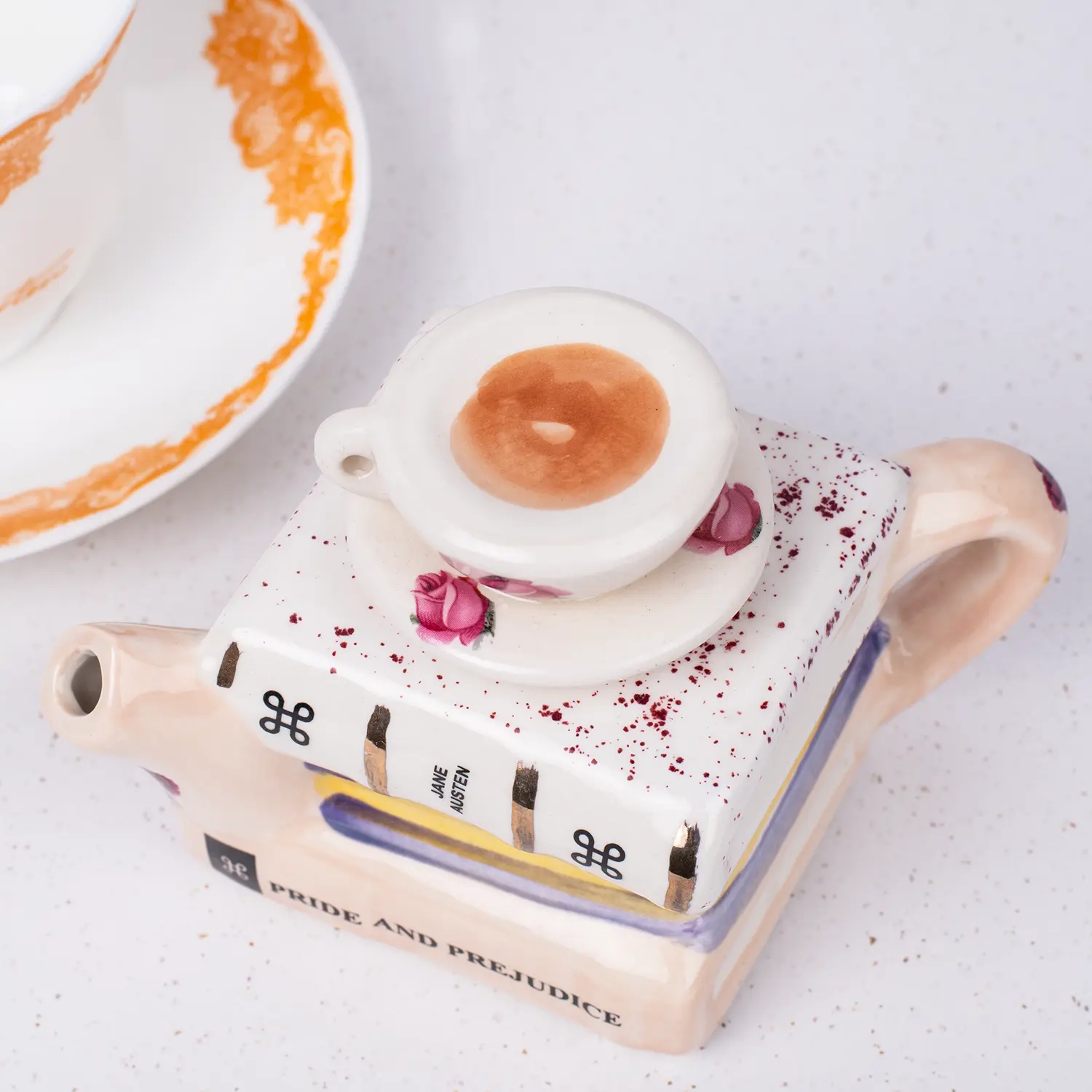 Jane Austen Teapot with Book Stack Design (One Cup) - Image 2