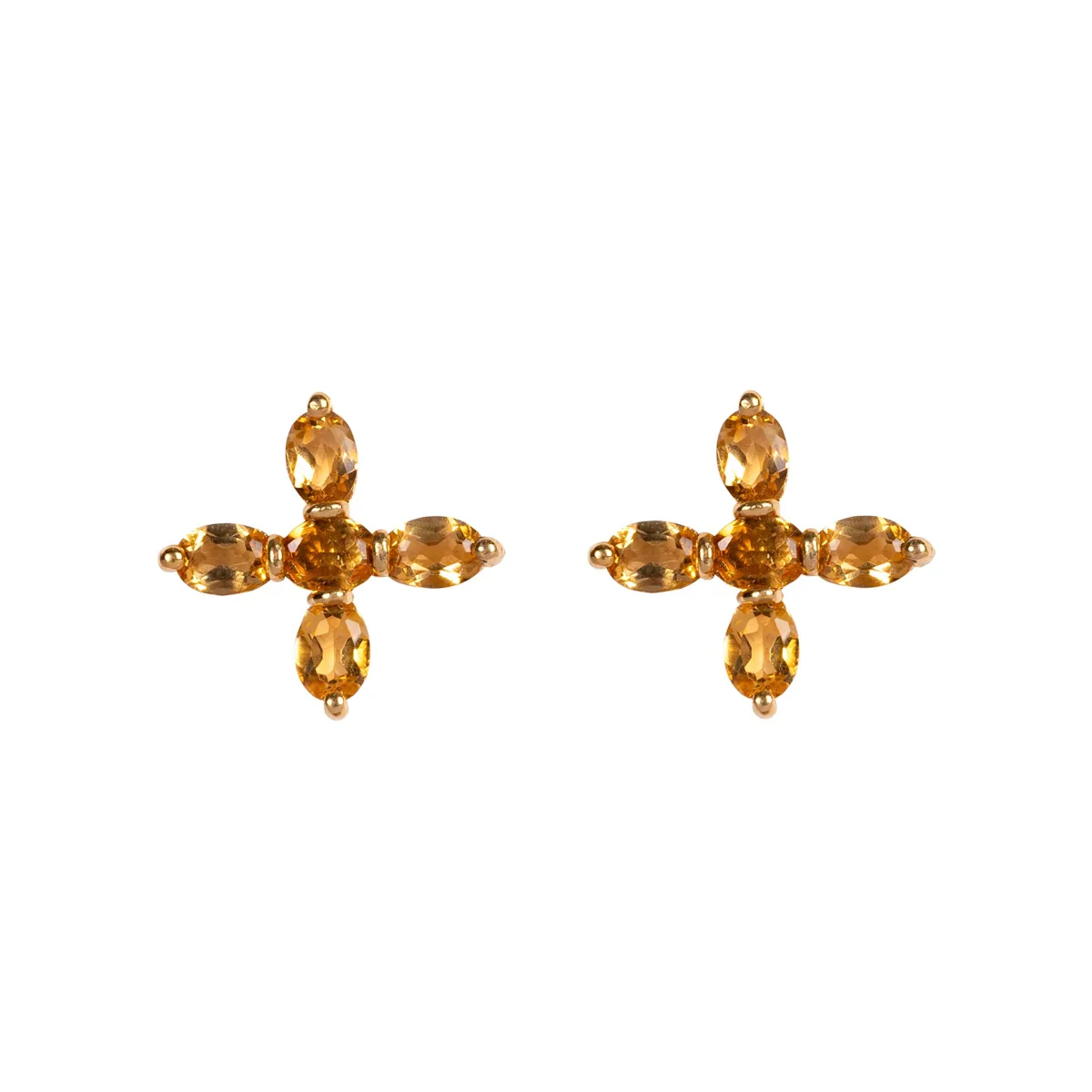 Jane Austen Topaz Cross Earrings in Citrine and Gold