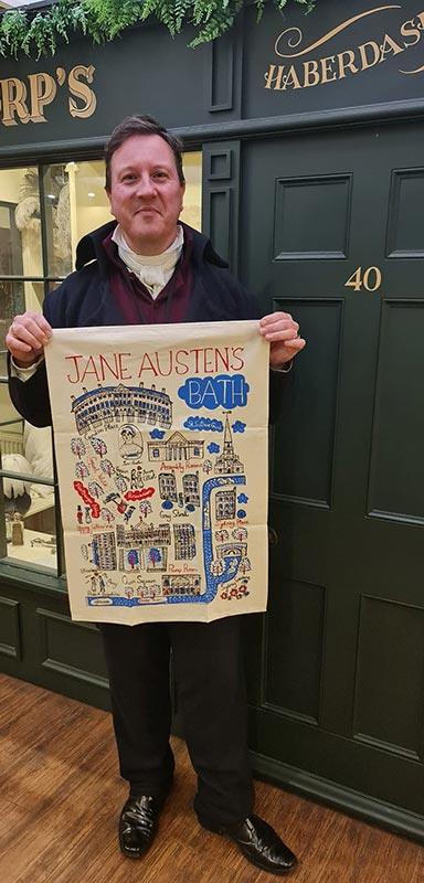 Jane Austen's 'Bath Cityscape' Tea Towel - Image 4