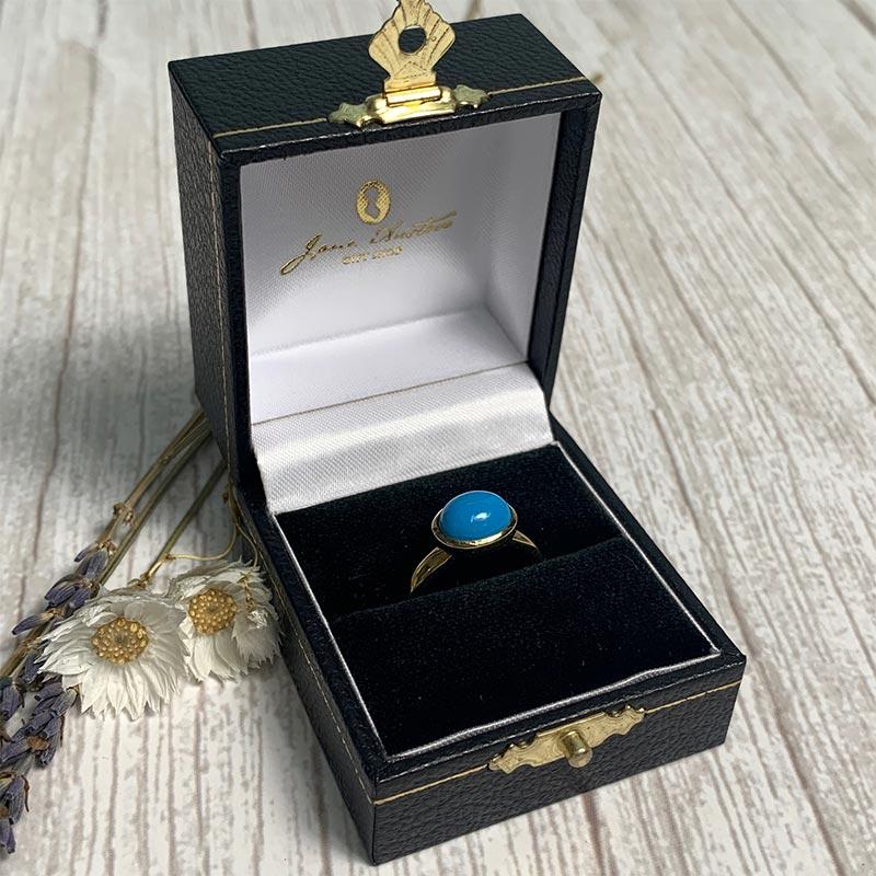 OLD DESIGN Jane Austen's Ring Replica - Turquoise and Gold-Plated Silver | Exclusive Collection - Image 2