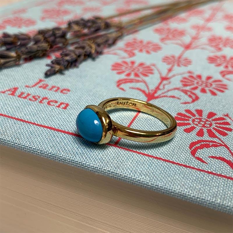 OLD DESIGN Jane Austen's Ring Replica - Turquoise and Gold-Plated Silver | Exclusive Collection - Image 4