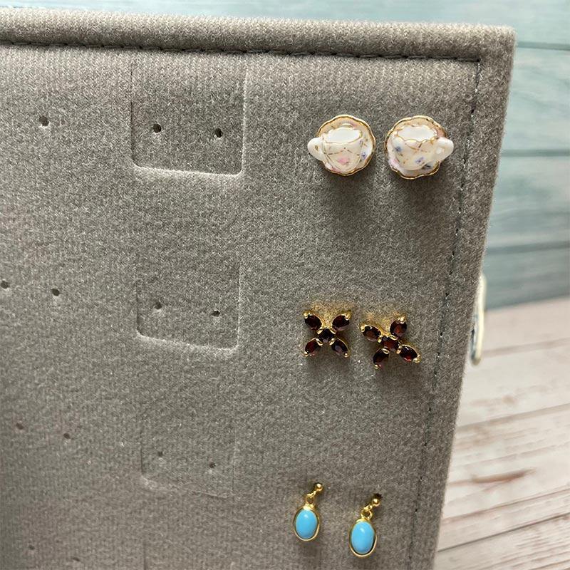 Little Book of Earrings in Silver Faux Leather - Image 3