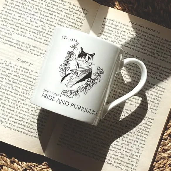 Mr Darcy Literary Cat Bone China Mug - Image 2