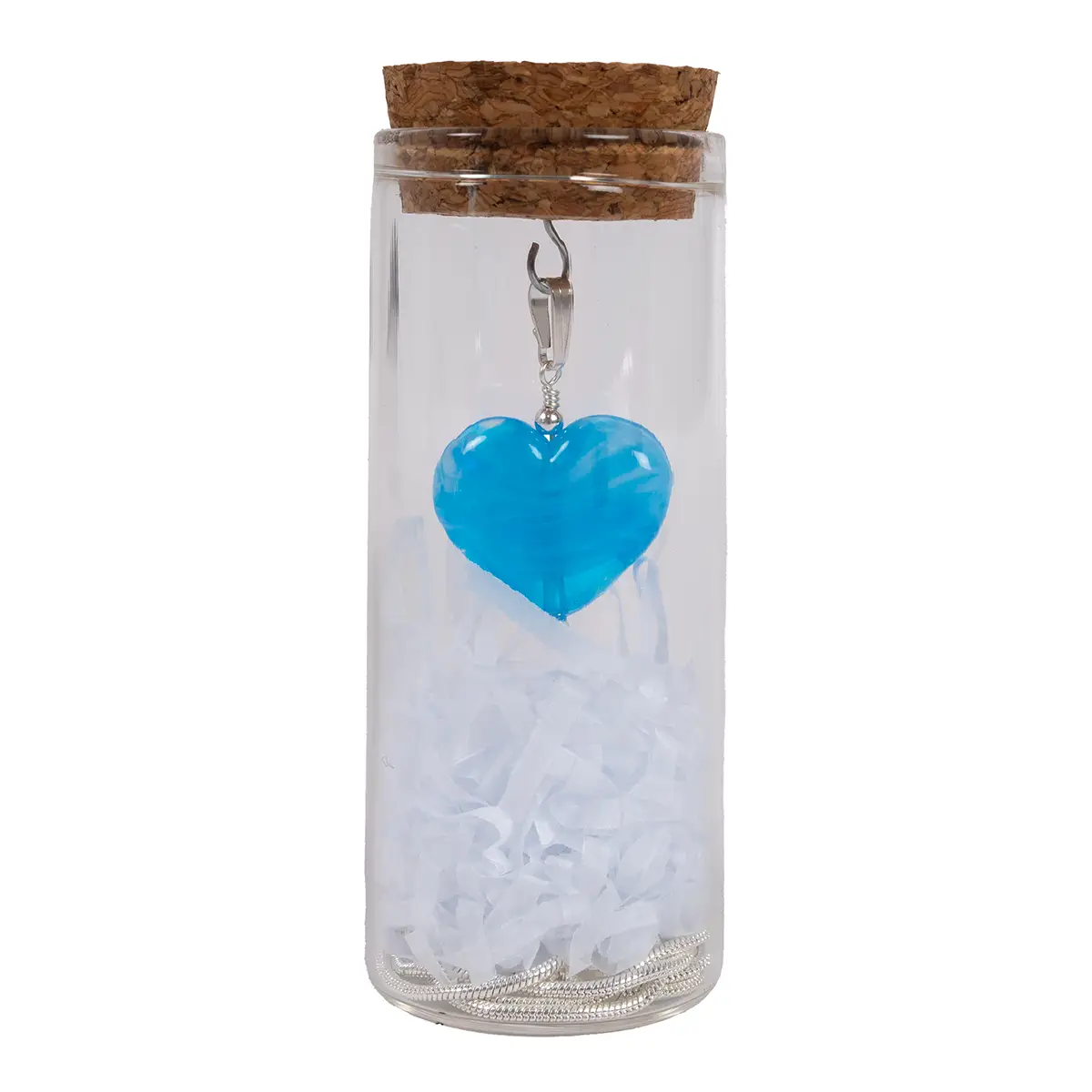 Swirled Molten Glass Heart Necklace Blue - Image 4