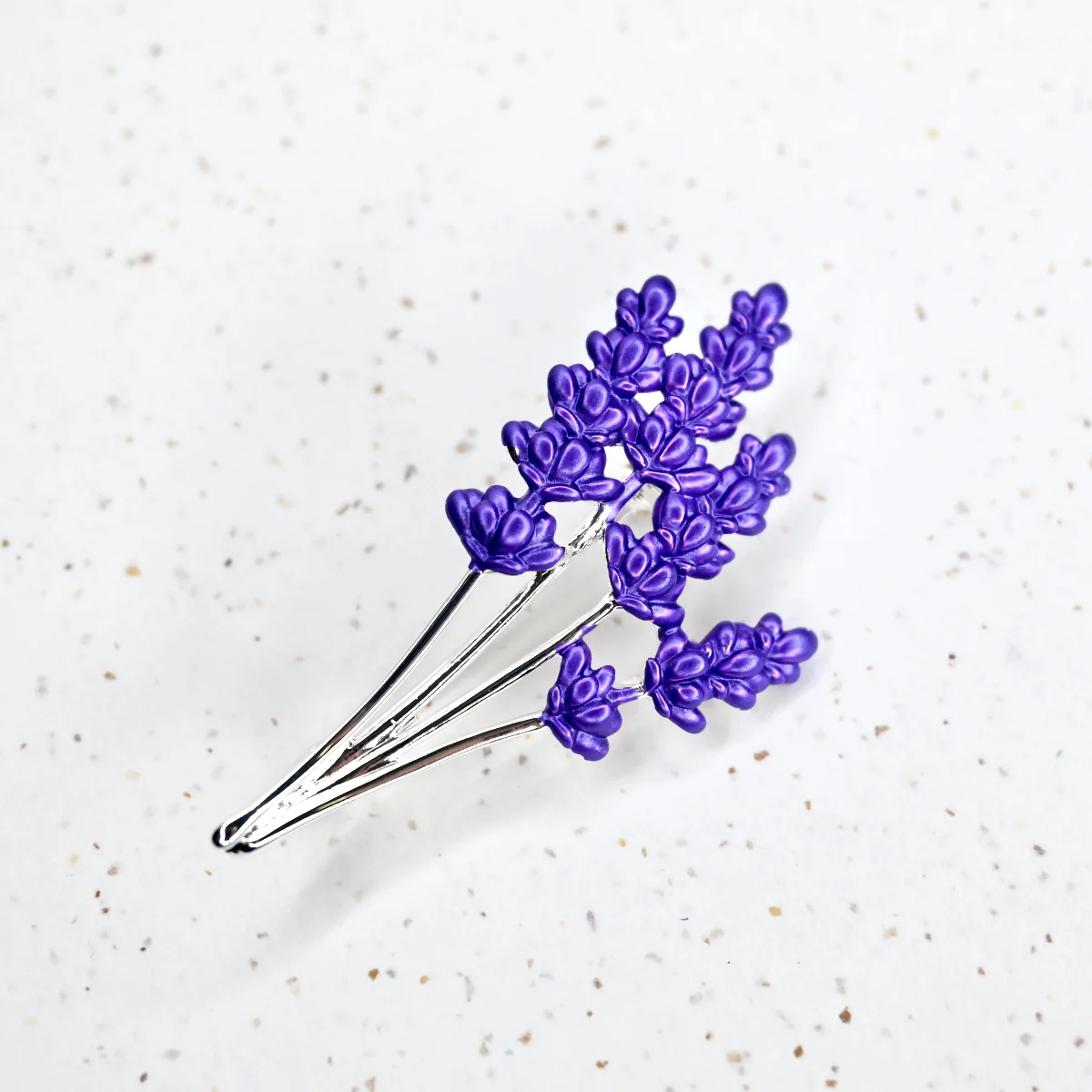 Handcrafted Lavender Brooch in Silver - Image 2