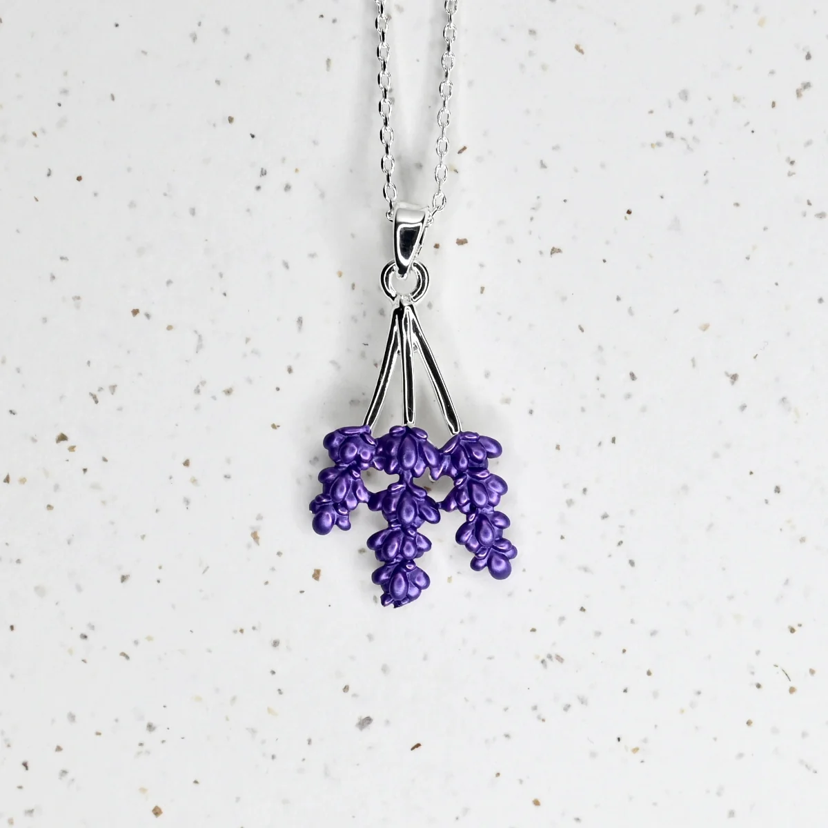 Handcrafted Lavender Necklace in Silver - Image 2